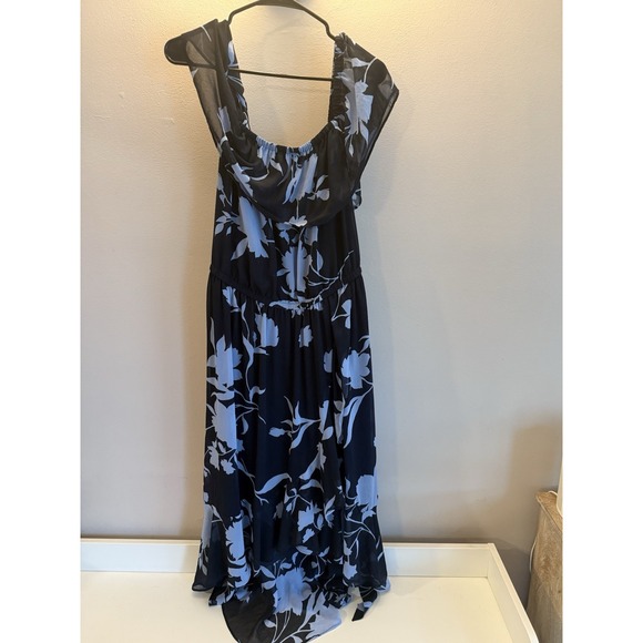 Lane Bryant Dresses & Skirts - Lane Bryant Blue Floral Chiffon Maxi Dress Off Shoulder Flutter Sleeve 18/20